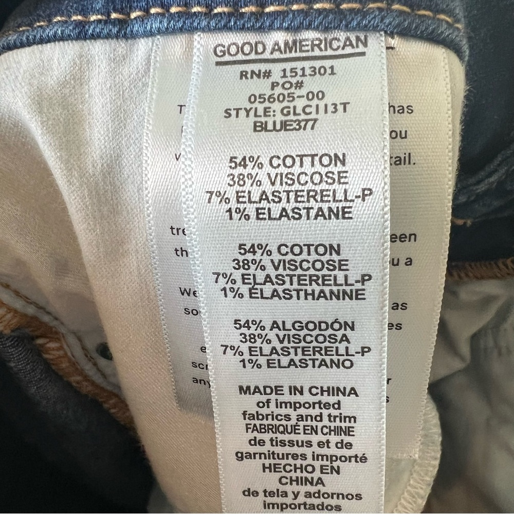 Good American Good Legs Skinny Jeans Distressed High Rise Dark Wash Size 4/27 - Picture 7 of 7